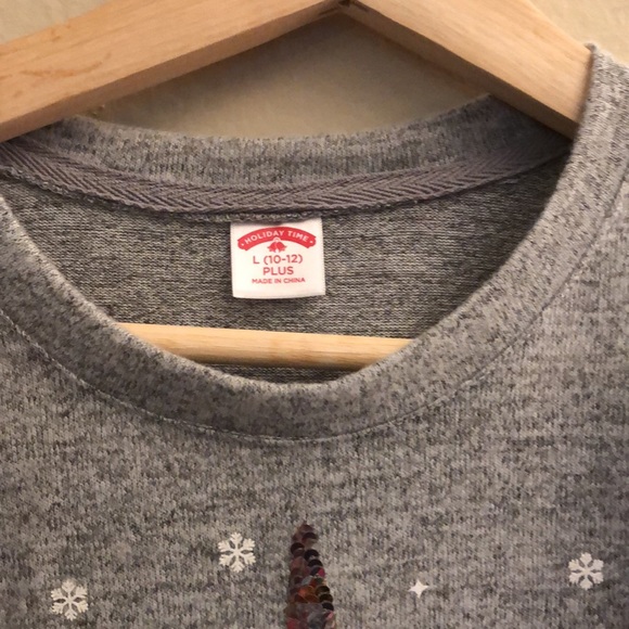 NWT Girl's Plus Size L (10-12) Christmas Sweater w/ Unicorn, Glitter, Snowball - Picture 9 of 12